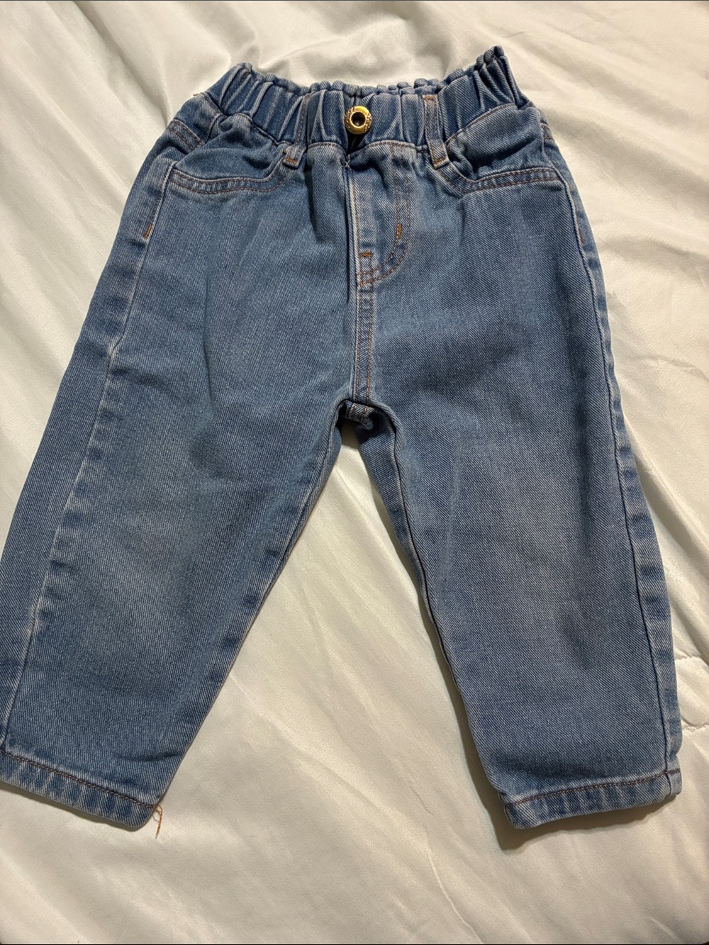 SHEIN Light Blue Elastic-Waist Kids Jeans